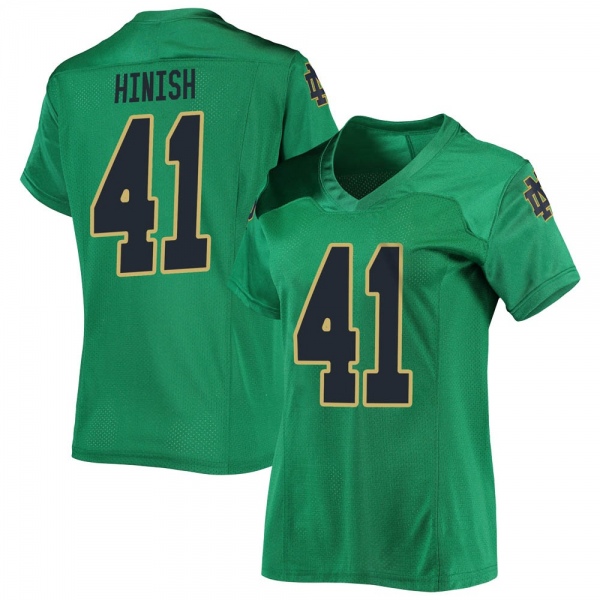 Kurt Hinish Notre Dame Fighting Irish NCAA Women's #41 Green Replica College Stitched Football Jersey VRS5355GX